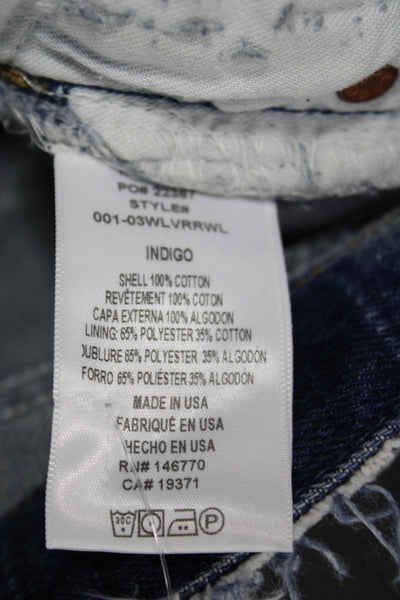 Re/Done Women Cropped Blue High Rise Cotton Jeans Button Vintage Size 25
