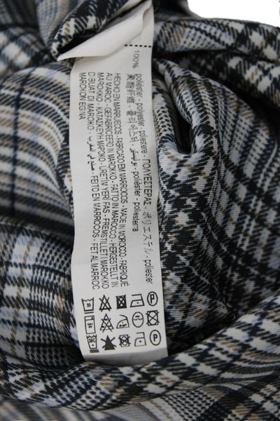 Zara Women Mini Plaid V-Neck Long Sleeve Dress Polyester Pullover Size S