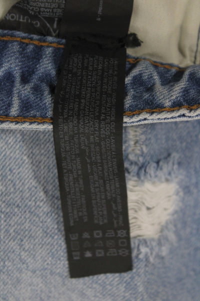 Zara Women Mini Blue Cotton Skirt Short Casual Button Size M