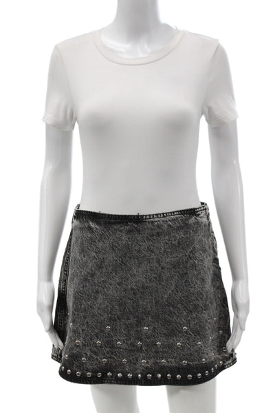 Zara Women Mini Studded Gray Cotton Skirt Size S