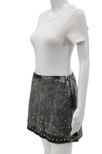 Zara Women Mini Studded Gray Cotton Skirt Size S