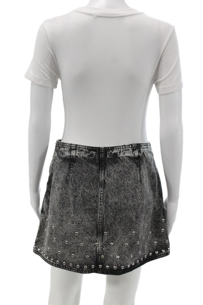 Zara Women Mini Studded Gray Cotton Skirt Size S