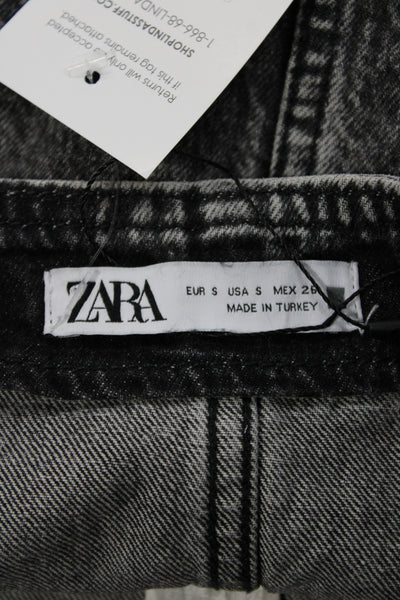 Zara Women Mini Studded Gray Cotton Skirt Size S