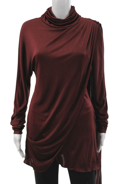 Giuseppe Di Morabito Women Red Cowl Neck Tunic Blouse Long Sleeve Size 40