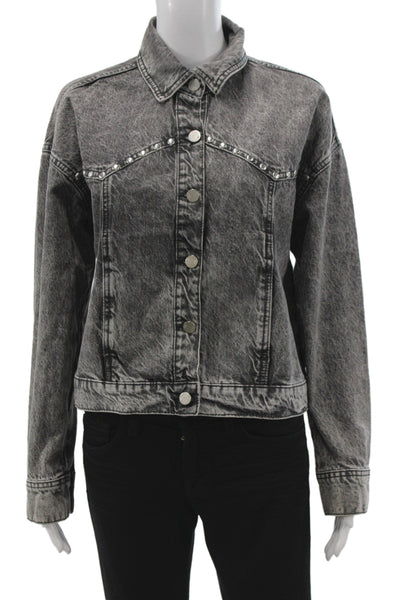 Zara Women Basic Jacket Gray Cotton Button Long Sleeve Size S