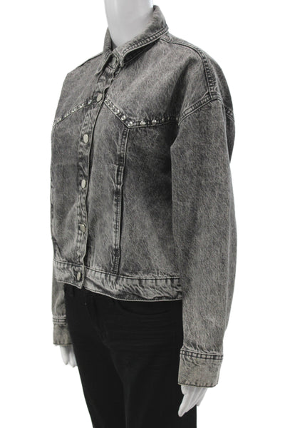 Zara Women Basic Jacket Gray Cotton Button Long Sleeve Size S