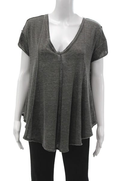 We The Free Women Tunic V-Neck Gray Short Sleeve T-Shirt Size S