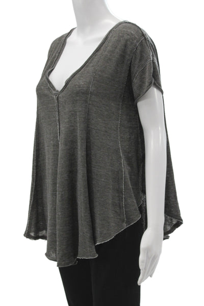 We The Free Women Tunic V-Neck Gray Short Sleeve T-Shirt Size S