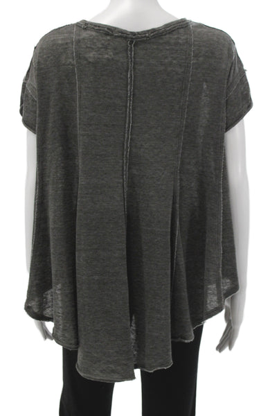 We The Free Women Tunic V-Neck Gray Short Sleeve T-Shirt Size S