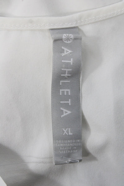 Athleta Women White Scoop Neck Sleeveless Basic Tank Size XL
