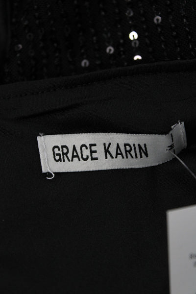 Grace Karin Womens Black Square Neck Camisole Polyester Sleeveless Party Size M