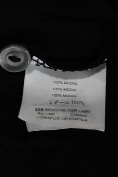 J Crew Women Black Henley Tunic Blouse 3/4 Sleeve Modal Button Size S