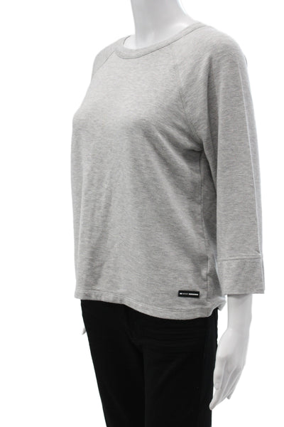 DKNY Women Pullover Sweatshirt Gray Crew Neck 3/4 Sleeve Tie Size M