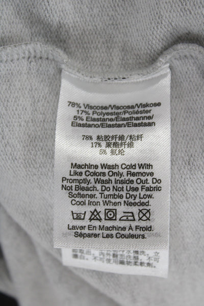 DKNY Women Pullover Sweatshirt Gray Crew Neck 3/4 Sleeve Tie Size M