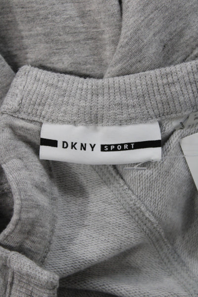 DKNY Women Pullover Sweatshirt Gray Crew Neck 3/4 Sleeve Tie Size M