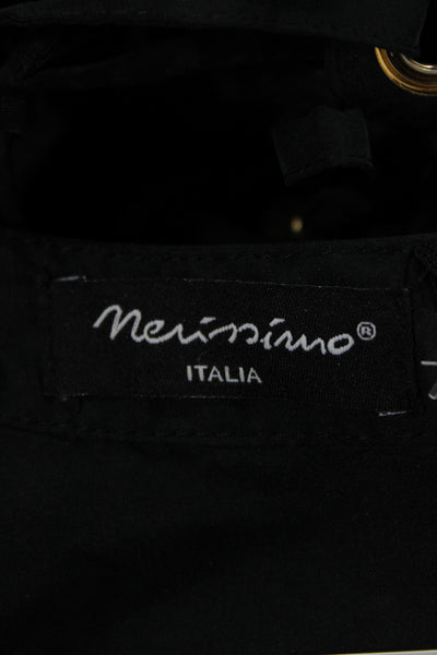 Nerissimo Italia Womens Black V Neck Short Sleeve Lace Up Shift Dress Size L