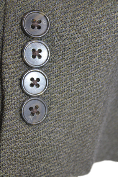 Joseph Abboud Mens Herringbone Wool Blazer Green Button Size 40