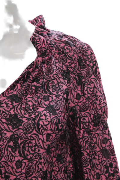 Derek Lam Women Pink Floral Mini Skirt 100% Cotton Zip Short Size 2