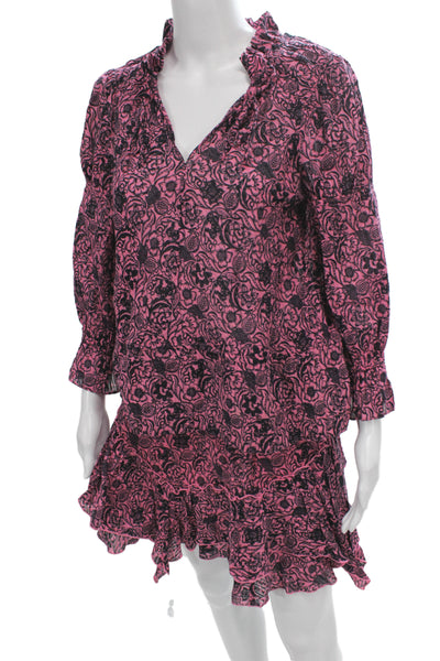 Derek Lam Women Pink Floral Mini Skirt 100% Cotton Zip Short Size 2