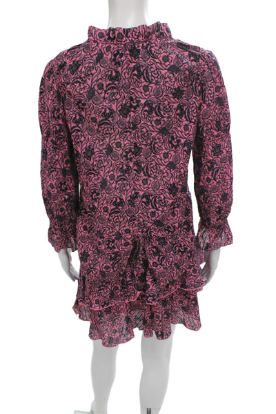 Derek Lam Women Pink Floral Mini Skirt 100% Cotton Zip Short Size 2