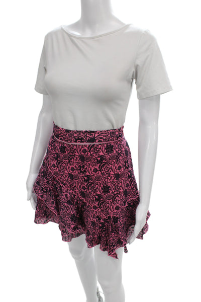 Derek Lam Women Pink Floral Mini Skirt 100% Cotton Zip Short Size 2