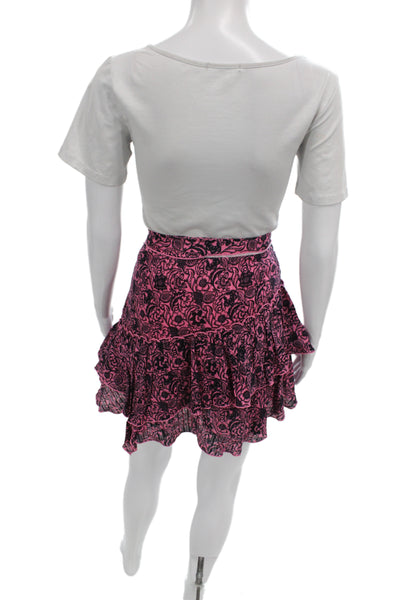 Derek Lam Women Pink Floral Mini Skirt 100% Cotton Zip Short Size 2