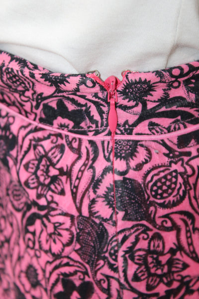 Derek Lam Women Pink Floral Mini Skirt 100% Cotton Zip Short Size 2