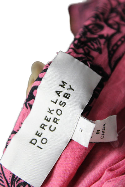 Derek Lam Women Pink Floral Mini Skirt 100% Cotton Zip Short Size 2