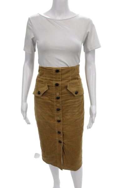 Veronica Beard Women Straight Pencil Skirt Brown Button Knee Length Size 4