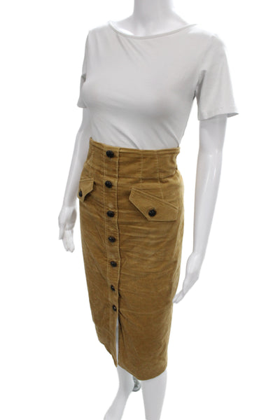Veronica Beard Women Straight Pencil Skirt Brown Button Knee Length Size 4