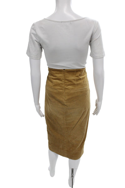 Veronica Beard Women Straight Pencil Skirt Brown Button Knee Length Size 4