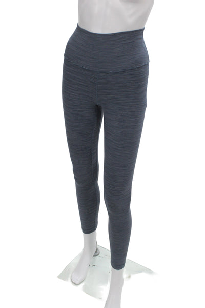 Lululemon Womens Blue Striped Nylon Ankle Leggings Athleisure Size S
