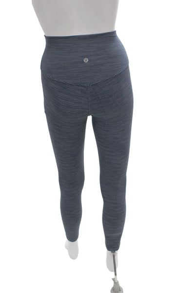 Lululemon Womens Blue Striped Nylon Ankle Leggings Athleisure Size S