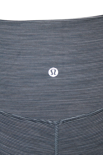 Lululemon Womens Blue Striped Nylon Ankle Leggings Athleisure Size S