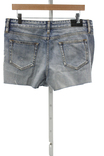 Rails Womens Cut-Off Cotton Shorts Blue Studded Button Size 31