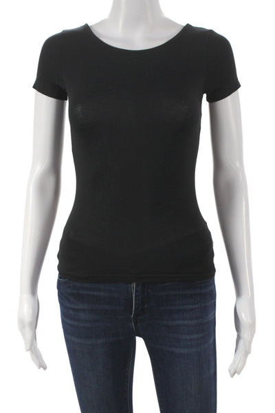 Theory Womens Basic Black Short Sleeve Scoop Neck T-Shirt Size PP