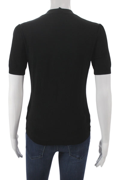 Theory Womens Basic Black V-Neck Short Sleeve Rayon Blouse Size PP