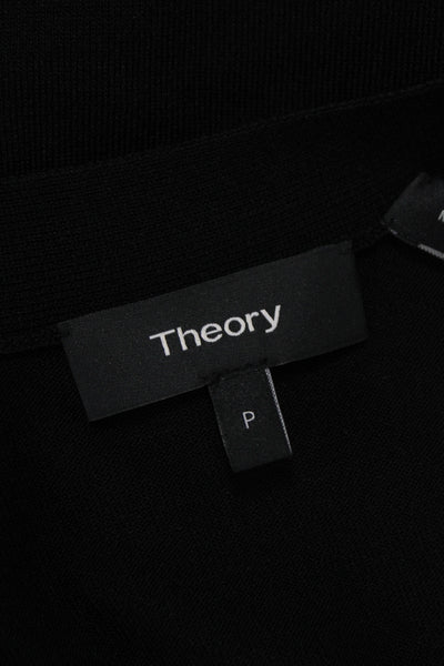 Theory Womens Basic Black V-Neck Short Sleeve Rayon Blouse Size PP