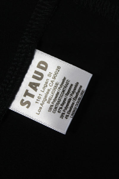 Staud Women Wrap Dress Black V-Neck 3/4 Sleeve Button Size 2