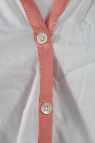 Staud Women Shirt Dress White Colorblock Long Sleeve Button Cotton Size S