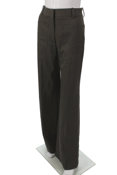 Nili Lotan Womens Dress Pants Brown Virgin Wool Hook & Eye Size 0