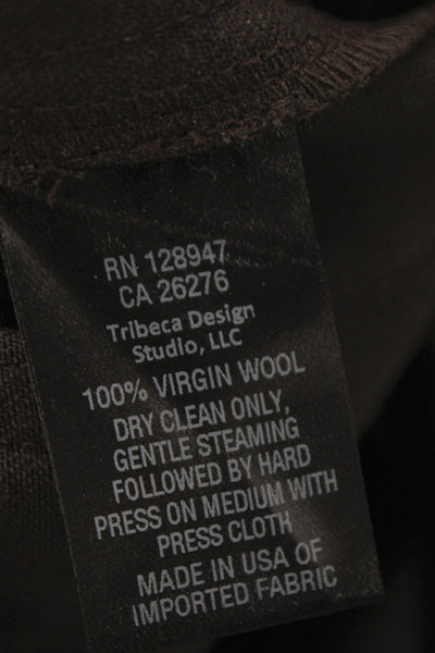 Nili Lotan Womens Dress Pants Brown Virgin Wool Hook & Eye Size 0
