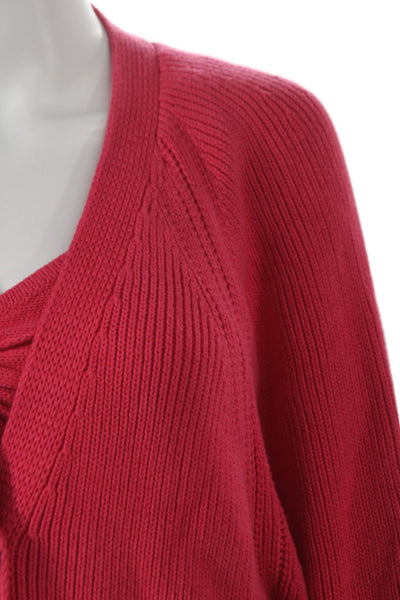 Cotton By Autumn Cashmere Women Sweater Set Pink V-Neck Long Sleeve Size S