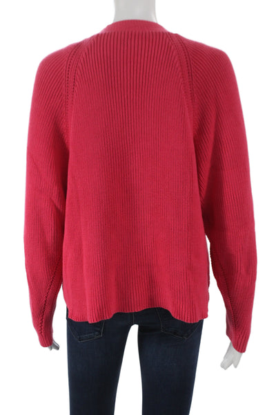 Cotton By Autumn Cashmere Women Sweater Set Pink V-Neck Long Sleeve Size S