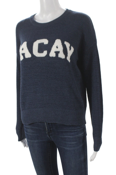 Z Supply Womens Blue Crew Neck Pullover Sweater Long Sleeve Size XS
