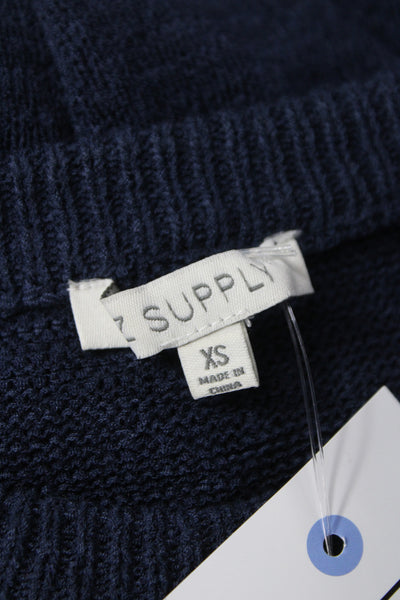 Z Supply Womens Blue Crew Neck Pullover Sweater Long Sleeve Size XS