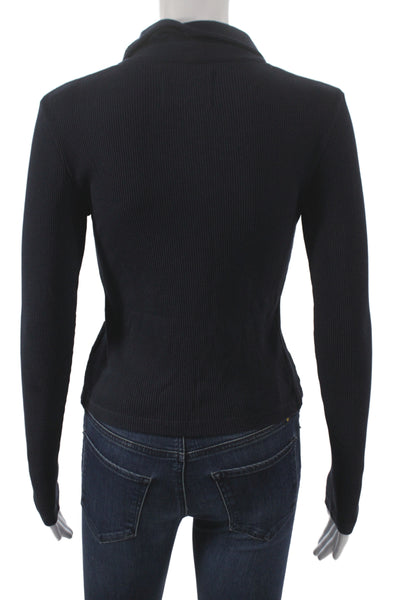 Brodie Women Cashmere Collared Button-Up Sweater Black Long Sleeve Size S
