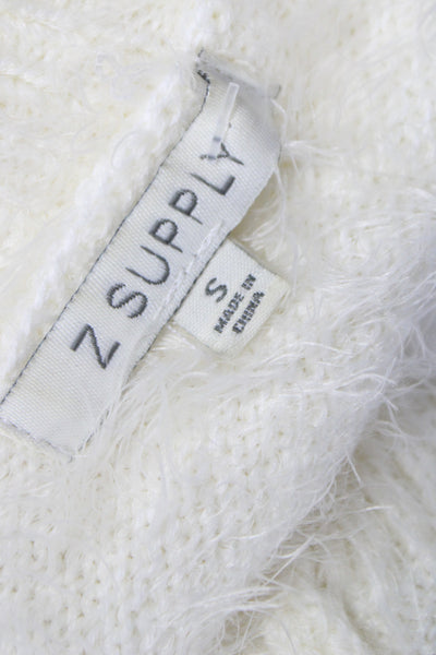Z Supply Womens Pullover Sweater White Crew Neck Long Sleeve Size S