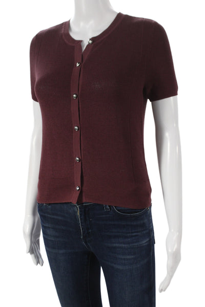 Rag & Bone Womens Purple Cotton Short Sleeve Cardigan Round Neck Size S
