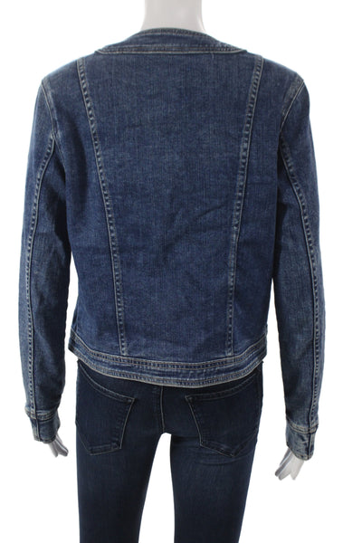 L'Agence Womens Military Jacket Blue Button Long Sleeve Cotton Size XS